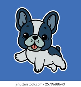 Cute Dog Bulldog Vector Illustration, Cute Puppy French Bulldog Vector Illustration, Pet Puppy French Bulldog Vector Image, Cartoon Cute Puppy Vector Image.