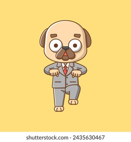 Cute dog businessman suit office workers cartoon animal character mascot icon flat style illustration concept set