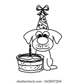 cute dog with cake