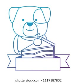 cute dog with cake portion character