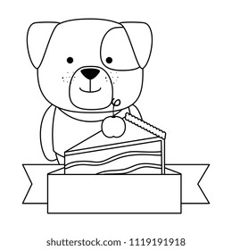 cute dog with cake portion character