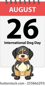 Cute dog with calendar marking August 26