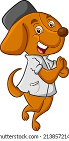 The cute dog with the cap is giving the permission of illustration