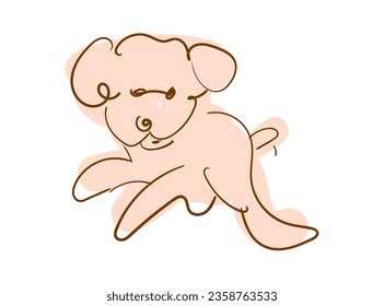  the cute dog is captured in a playful pose, with its floppy ears perked up and a joyful tail wagging.