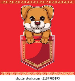 Cute dog cartoon with animal zodiac theme