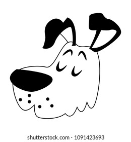 Cute dog cartoon in black and white colors