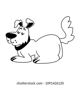 Cute dog cartoon in black and white colors