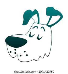 Cute dog cartoon in blue lines