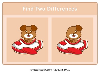 Cute dog cartoon character. Find differences. Educational game for children. Cartoon vector illustration