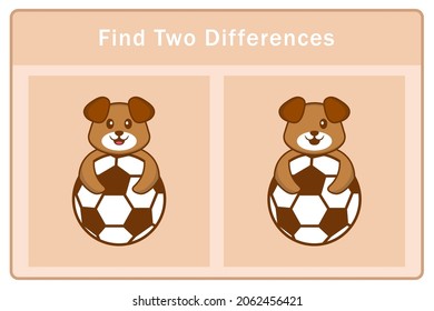 Cute dog cartoon character. Find differences. Educational game for children. Cartoon vector illustration