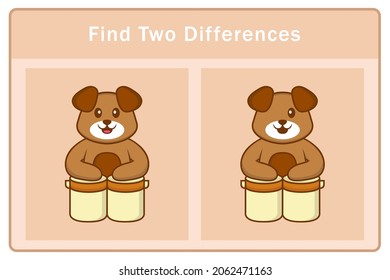 Cute dog cartoon character. Find differences. Educational game for children. Cartoon vector illustration