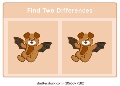 Cute dog cartoon character. Find differences. Educational game for children. Cartoon vector illustration