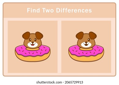 Cute dog cartoon character. Find differences. Educational game for children. Cartoon vector illustration