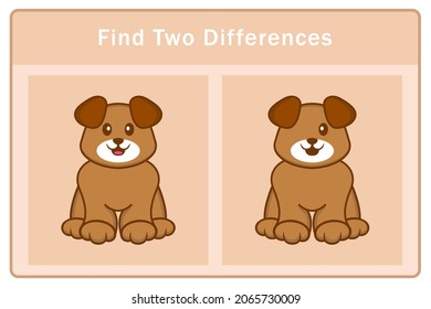 Cute dog cartoon character. Find differences. Educational game for children. Cartoon vector illustration