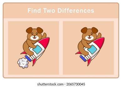 Cute dog cartoon character. Find differences. Educational game for children. Cartoon vector illustration