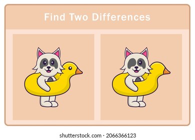 Cute dog cartoon character. Find differences. Educational game for children. Cartoon vector illustration