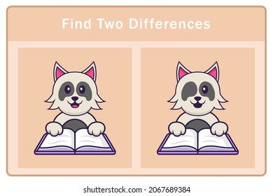 Cute dog cartoon character. Find differences. Educational game for children. Cartoon vector illustration