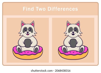 Cute dog cartoon character. Find differences. Educational game for children. Cartoon vector illustration