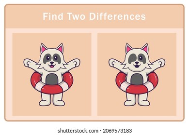 Cute dog cartoon character. Find differences. Educational game for children. Cartoon vector illustration