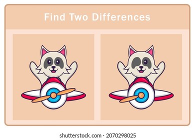 Cute dog cartoon character. Find differences. Educational game for children. Cartoon vector illustration