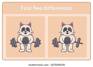 Cute dog cartoon character. Find differences. Educational game for children. Cartoon vector illustration