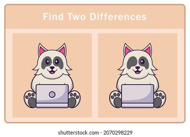 Cute dog cartoon character. Find differences. Educational game for children. Cartoon vector illustration
