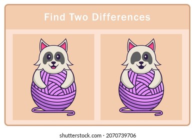 Cute dog cartoon character. Find differences. Educational game for children. Cartoon vector illustration