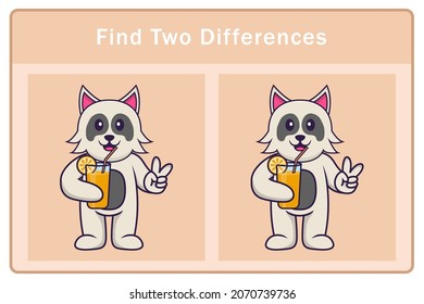 Cute dog cartoon character. Find differences. Educational game for children. Cartoon vector illustration