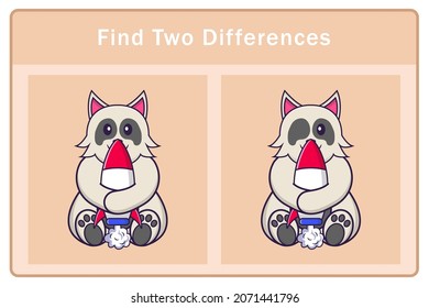 Cute dog cartoon character. Find differences. Educational game for children. Cartoon vector illustration