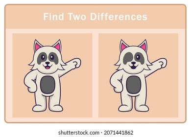 Cute dog cartoon character. Find differences. Educational game for children. Cartoon vector illustration