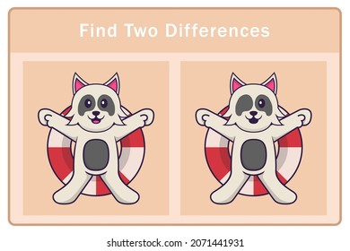 Cute dog cartoon character. Find differences. Educational game for children. Cartoon vector illustration