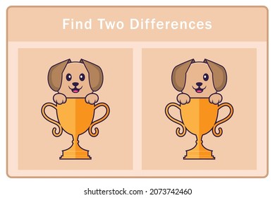 Cute dog cartoon character. Find differences. Educational game for children. Cartoon vector illustration