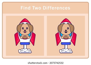 Cute dog cartoon character. Find differences. Educational game for children. Cartoon vector illustration