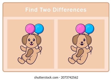 Cute dog cartoon character. Find differences. Educational game for children. Cartoon vector illustration