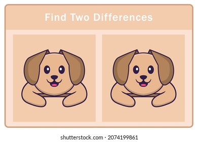 Cute dog cartoon character. Find differences. Educational game for children. Cartoon vector illustration