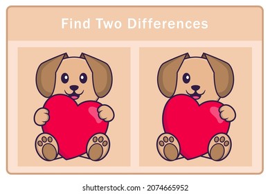 Cute dog cartoon character. Find differences. Educational game for children. Cartoon vector illustration