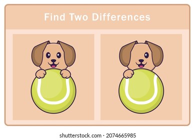 Cute dog cartoon character. Find differences. Educational game for children. Cartoon vector illustration