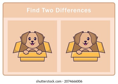 Cute dog cartoon character. Find differences. Educational game for children. Cartoon vector illustration