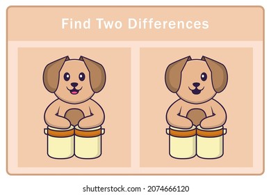 Cute dog cartoon character. Find differences. Educational game for children. Cartoon vector illustration