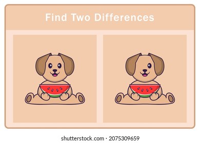 Cute dog cartoon character. Find differences. Educational game for children. Cartoon vector illustration