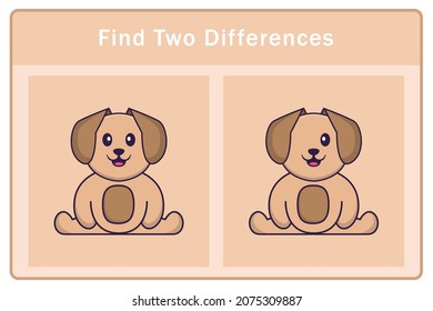 Cute dog cartoon character. Find differences. Educational game for children. Cartoon vector illustration