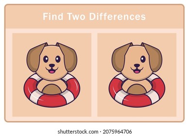 Cute dog cartoon character. Find differences. Educational game for children. Cartoon vector illustration