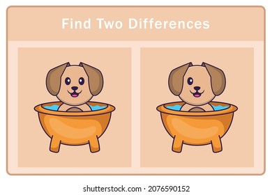 Cute dog cartoon character. Find differences. Educational game for children. Cartoon vector illustration