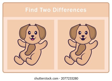 Cute dog cartoon character. Find differences. Educational game for children. Cartoon vector illustration