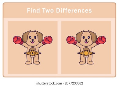 Cute dog cartoon character. Find differences. Educational game for children. Cartoon vector illustration
