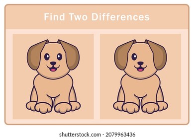 Cute dog cartoon character. Find differences. Educational game for children. Cartoon vector illustration