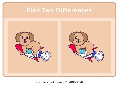 Cute dog cartoon character. Find differences. Educational game for children. Cartoon vector illustration