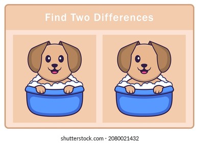 Cute dog cartoon character. Find differences. Educational game for children. Cartoon vector illustration