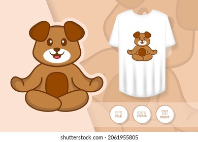 Cute dog cartoon character. Prints on T-shirts, sweatshirts, cases for mobile phones, souvenirs. Isolated vector illustration.