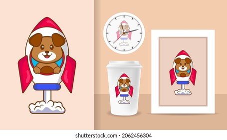 Cute dog cartoon character. Prints on T-shirts, sweatshirts, cases for mobile phones, souvenirs. Isolated vector illustration.